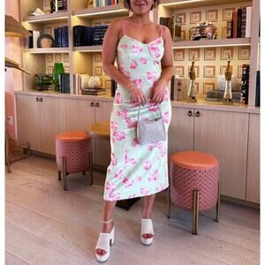 LoveShackFancy Sima Peony Floral Bustier Midi Dress Medium Velvet Coquette Girl